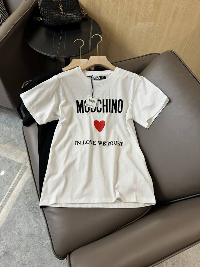 新款t恤 Moschino 字母印花经典款 短袖t恤 黑色 白色 Sml